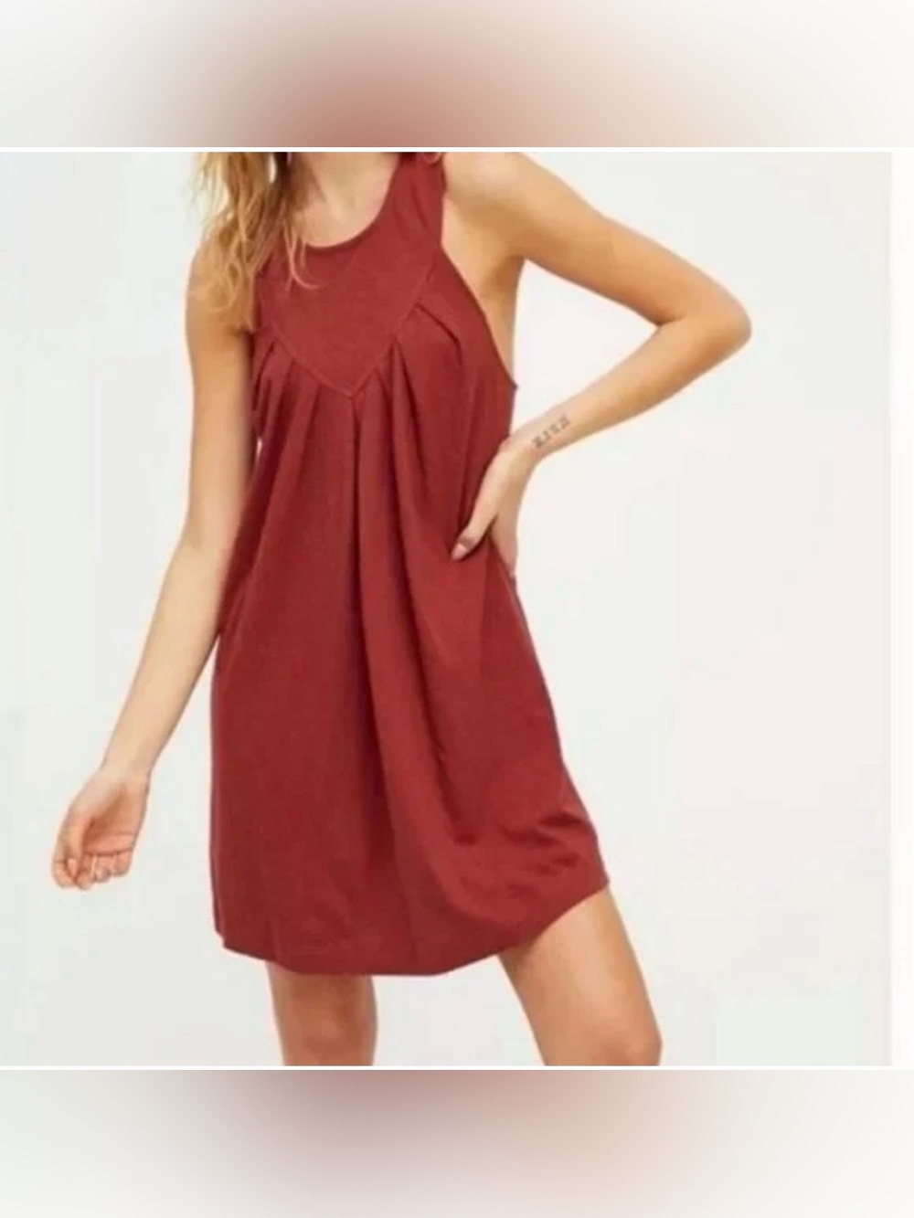 Free People Beat The Heart Tunic Dress Size Medium Peach Orange New 100% Cotton
